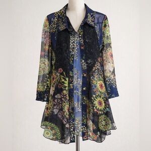 Paris Sheer Floral Lace Tunic Blouse – Boho Chic Lightweight Top